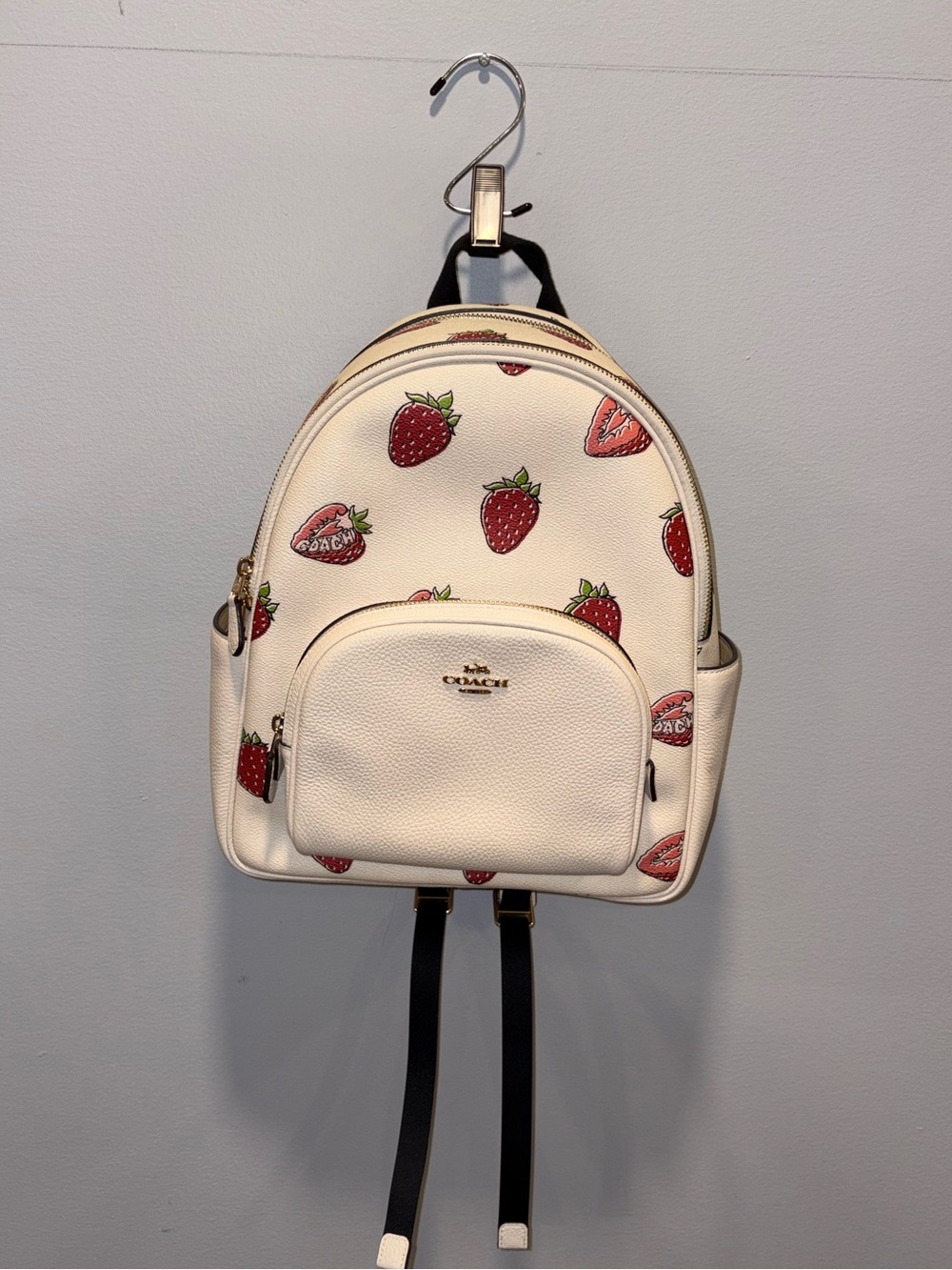 NWOT Authentic Coach Court Backpack with Wild Strawberry Print